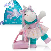 Itsy Unicorn Плюшена играчка розов еднорог с дрехи за обличане като кукла балерина, снимка 1 - Плюшени играчки - 43947177