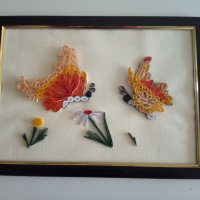 Квилинг картина " Оранжеви пеперуди ", снимка 1 - Картини - 28495838