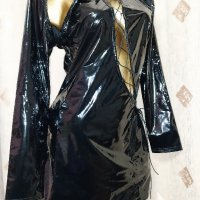  L Черна  рокля от лак / винил /, снимка 5 - Рокли - 43120476