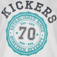 Страхотна тениска с къс ръкав в бял и розов цвят  " Kickers  ",внос от Англия, снимка 1 - Тениски - 28243755