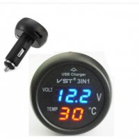 волтметър с термометър и USB, снимка 1 - Аксесоари и консумативи - 33573530