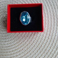 Сребърен пръстен със син камък, снимка 7 - Пръстени - 44014070