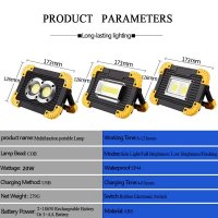 Работна акумулаторна лед лампа къмпинг фенер за работа риболов палатка, снимка 3 - Къмпинг осветление - 29055593