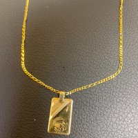 Златни накити обеци висулка зодия плочка ланче синджир 14 карата 585 gold zlato zlatni obeci lanec, снимка 16 - Колиета, медальони, синджири - 33262645