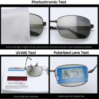 UV400/UVA/UVB209 100% Защита Слънчеви Поляризирани Фотохроматични Очила със Солидна Метална Рамка, снимка 4 - Слънчеви и диоптрични очила - 32543290