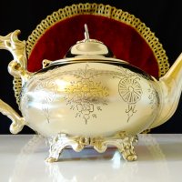 Английски чайник,кана никелово сребро,рококо. , снимка 1 - Антикварни и старинни предмети - 34624513