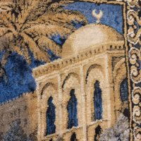 Античен плюшен килим, Османски Мотиви-Персия, снимка 2 - Антикварни и старинни предмети - 39568997