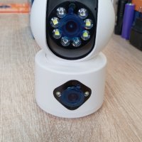 WiFi безжична IP двойна камера бебефон 6MP нощно виждане iCSee, снимка 1 - HD камери - 44051034