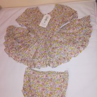 Детска рокличка с флорални мотиви и гащички , снимка 1 - Бебешки рокли - 38770659