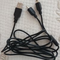 Dual mini USB <-> USB кабел - 2 метра, снимка 1 - USB кабели - 37512499