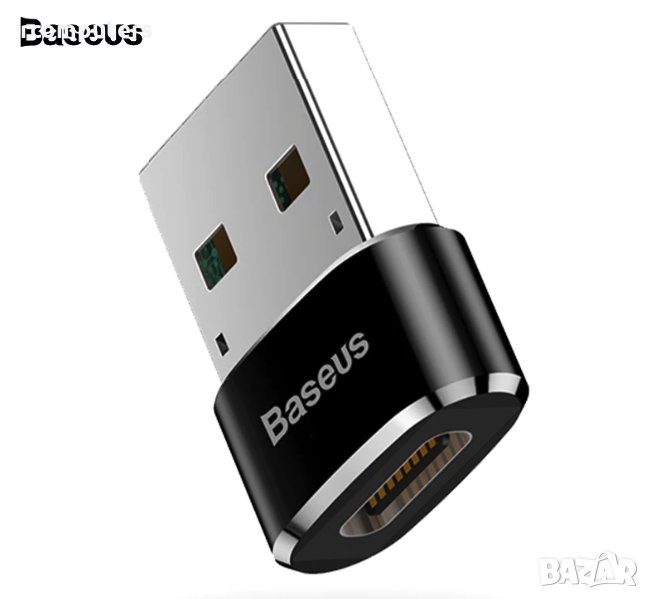 Преходник Baseus USB Type C - USB M, OTG Type C, Черен, снимка 1