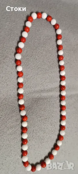 Гердан от полускъпоценен камък Жадеит и Тюркоаз червен, снимка 1