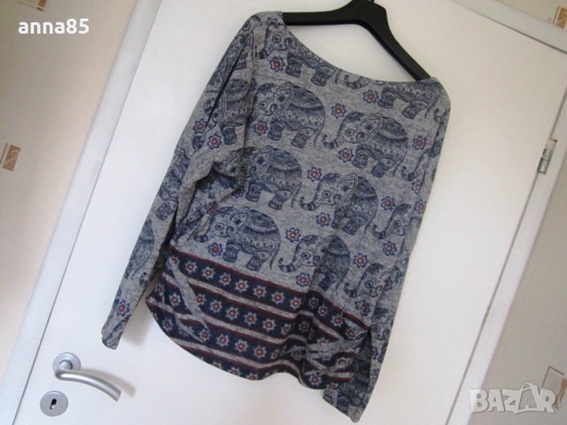 Сива блузка със слончета, снимка 1