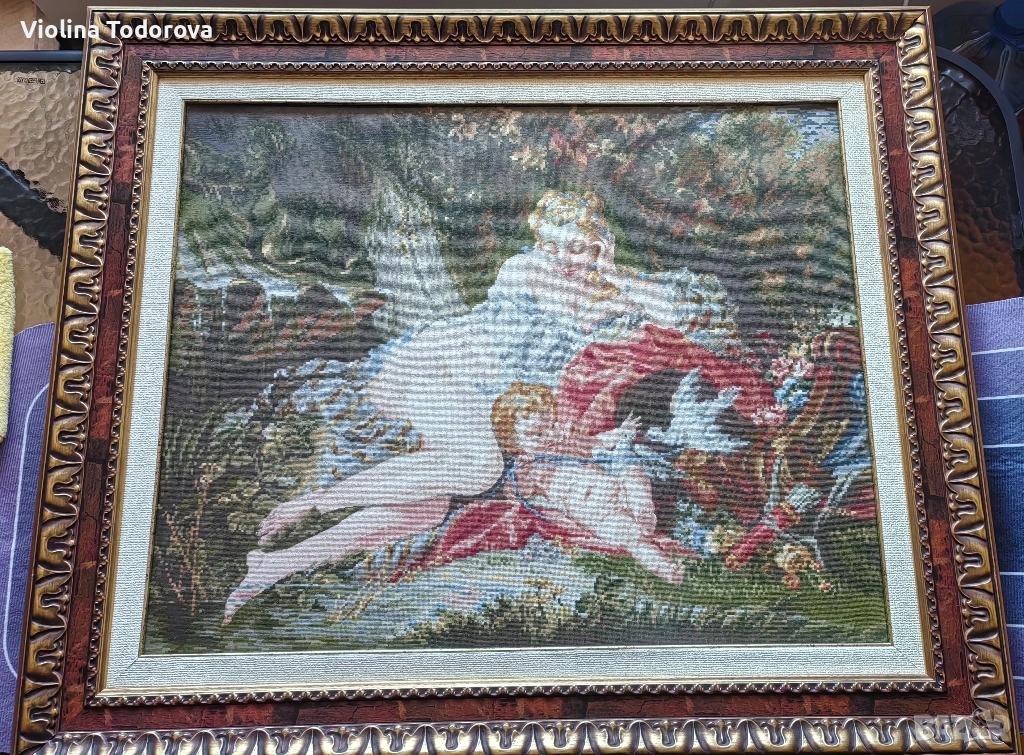 Дървена рамка с паспарту за гоблен , снимка 1