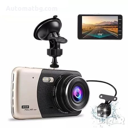 Видеорегистратор Automat, T503 - Full HD, 2 камери, нощно HDR заснемане, G-сензор, Сив/Черен, снимка 1