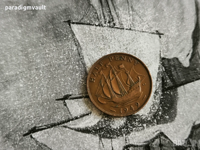 Монета - Великобритания - 1/2 (половин) пени | 1949г., снимка 1