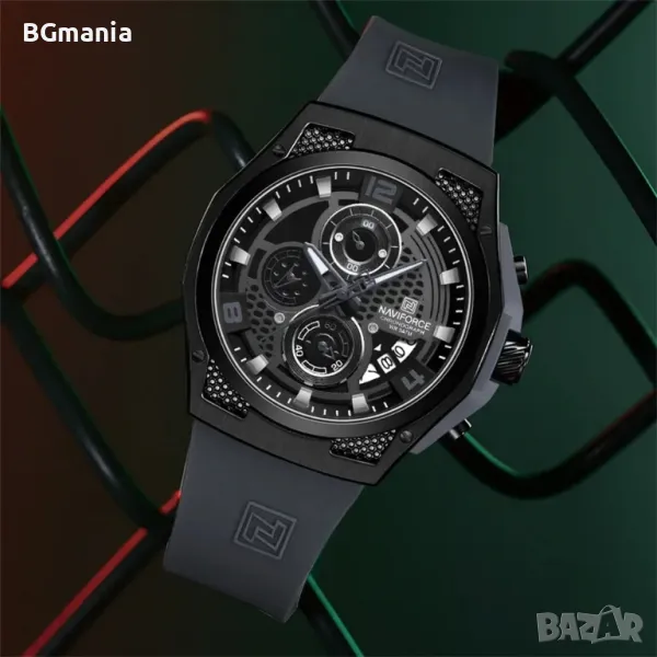 Мъжки Navoforce часовник черен 8051с2 силиконова каишка, снимка 1