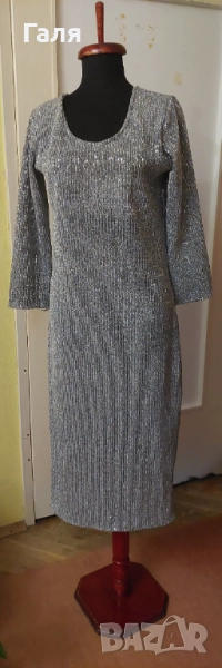 Рокля сребриста с пайети , снимка 1
