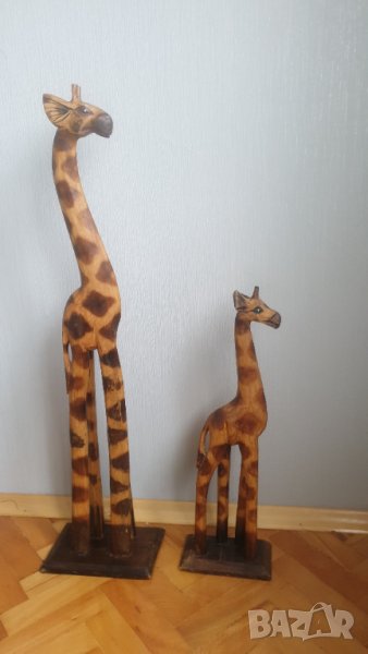 Дървени африкански фигури на жирафи, снимка 1