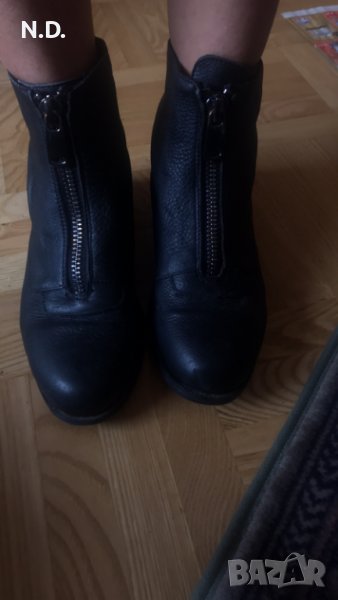 Дамски топли черни боти с цип отпред номер 36, снимка 1