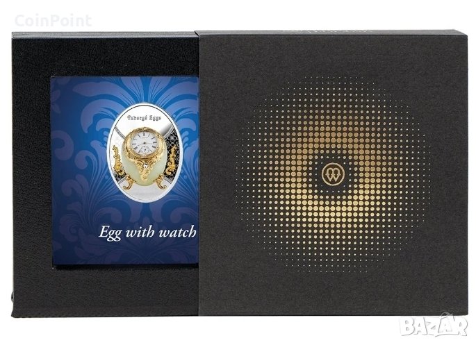 ЯЙЦЕ С ЧАСОВНИК Яйца Фаберже Сребърна монета 1$ Ниуе 2023 г., снимка 1
