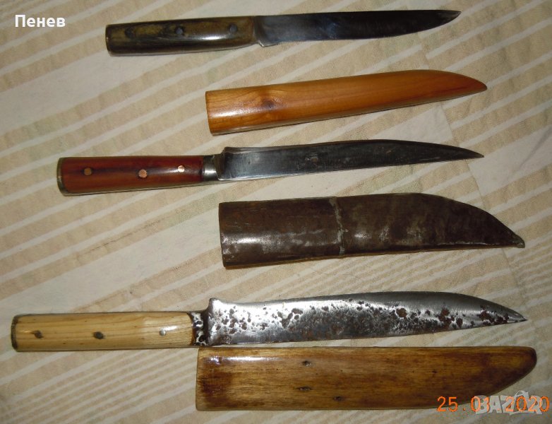 Лот от три стари ковани ножове, снимка 1