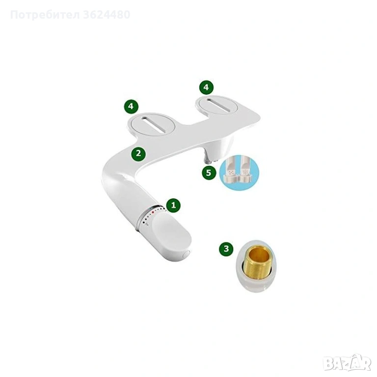 Комплект Приставка Биде за Тоалетна Чиния с Маркуч от Стомана 4689, снимка 1