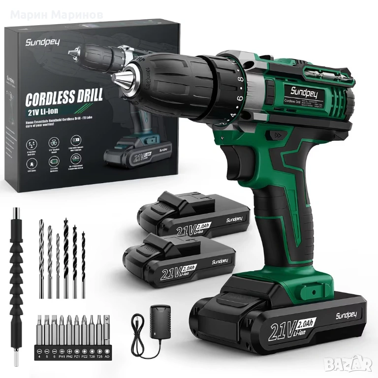 Акумулаторен винтоверт с 2 броя батерии., снимка 1