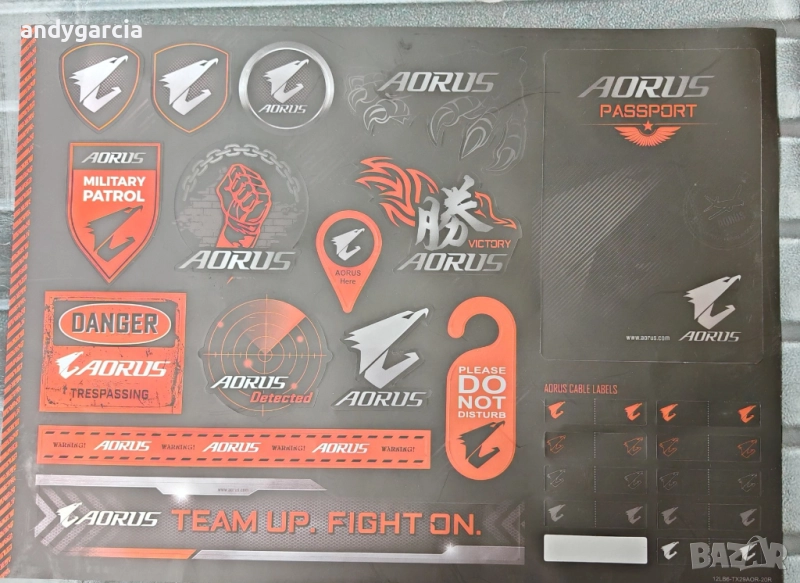 AORUS stickers асус стикери за лаптоп или настолен компютър геймърски, снимка 1