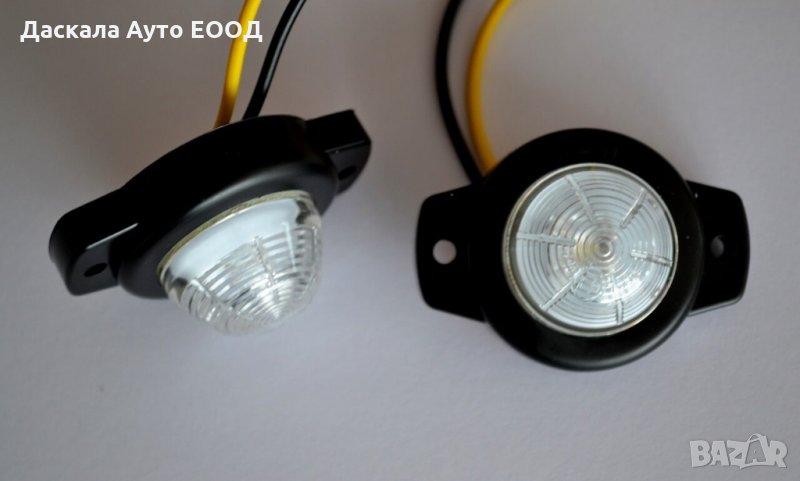 1 бр. ЛЕД LED габарити с черна подложка , БЕЛИ ,12-24V , Полша , снимка 1