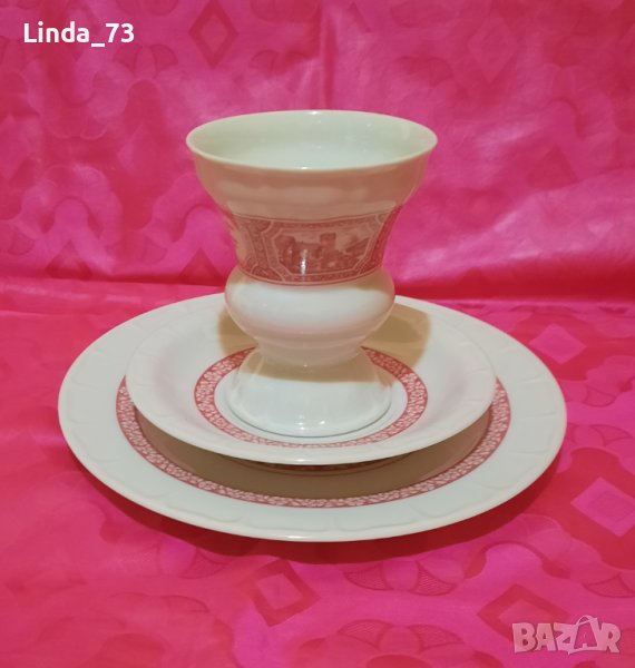 Големи чаши - Мазаграни, с подл.+десерт.чинийки-4бр. Маркирани-"Heinrich"-Germany. , снимка 1