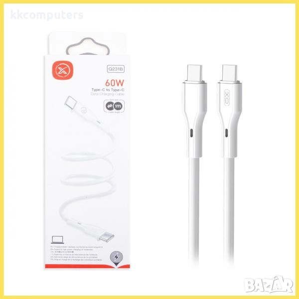 XO PD кабел Type-C - Type-C / 60W, 1m / XO-NB-Q231B / Бял / Баркод : 2404120, снимка 1