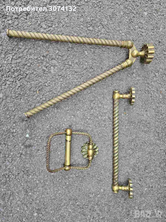 Масивен месингов сет за баня в перфектно състояние, снимка 1