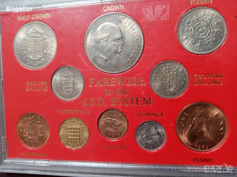 Лот,гланц,UNC,Англия,1965-67, Чърчил, монети, снимка 1