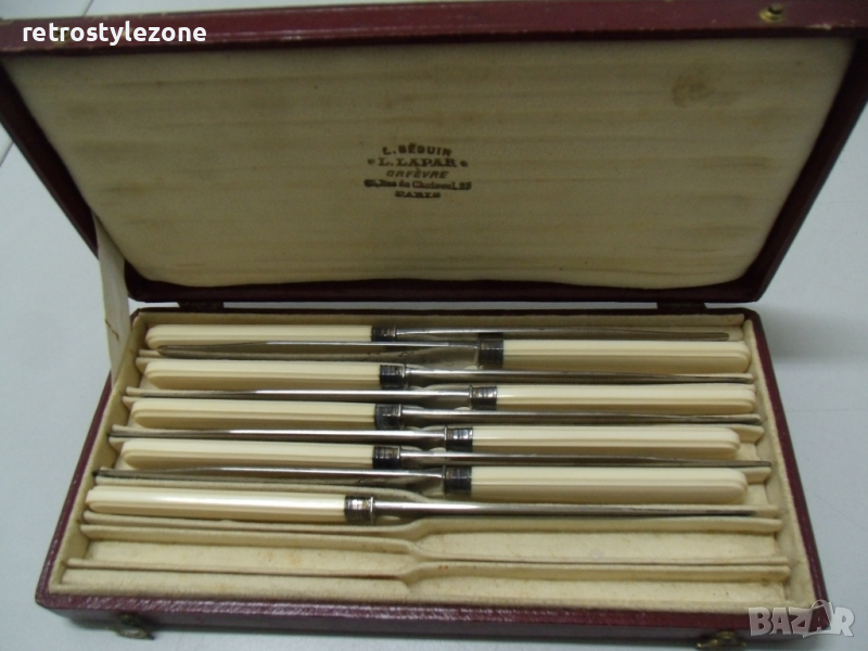 № 6177 стари френски ножчета - L.Lapar - Paris  - 9 броя с кутия   - надпис / маркировка , снимка 1