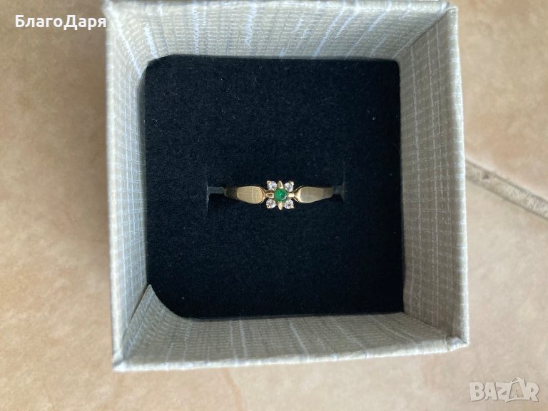 златен пръстен с изумруд смарагд , снимка 1