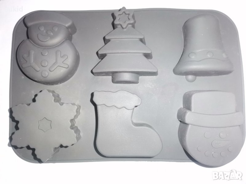 6 Големи Коледни фигурки елха ботуш дълбок силиконов молд форма фондан гипс сапун шоколад декор, снимка 1