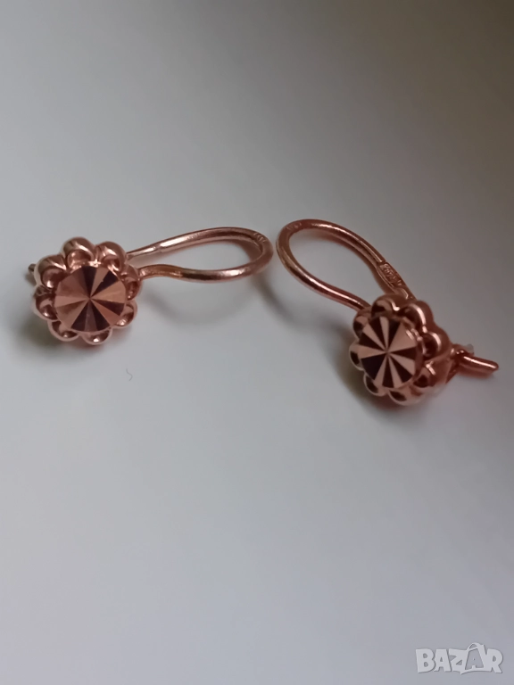 Антикварни руски златни обеци цветя, снимка 1