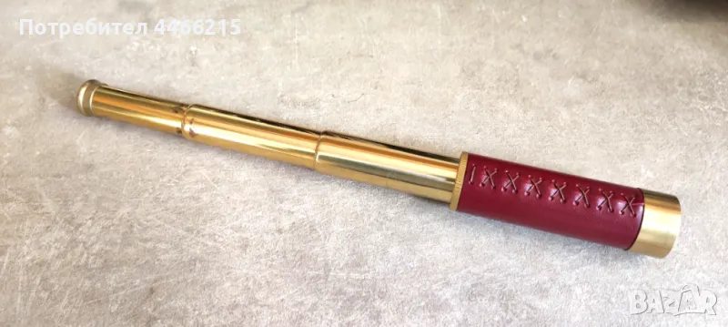 Бронзов портативен телескоп Brouk & Co, обшит с кожа, снимка 1