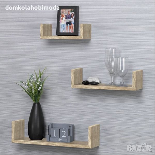 Комплект 3 броя рафтове, налични два цвята, Скрит монтаж, снимка 1