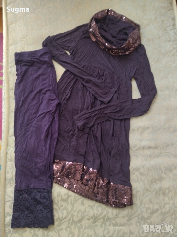 Комплект в лилаво с пайети, снимка 1