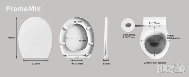 Тоалетна седалка с капак Pipishell PIBTC01 дъска за тоалетна чиния плавно затваряне WC чиния, снимка 9 - Други стоки за дома - 49529644