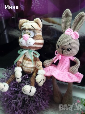 Котенце Мурзилка, Плетена играчка, Ръчно изработена, Перфектен подарък, снимка 13 - Плюшени играчки - 39335358