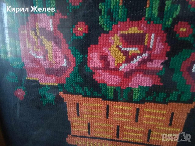 ГОЛЯМ ПРЕКРАСЕН Стар ГОБЛЕН Кошничка с ЦВЕТЯ Идеален За ДОМА ВИЛАТА РЕТРО ИНТЕРИОРНА ДЕКОРАЦИЯ 42936, снимка 13 - Гоблени - 43750215