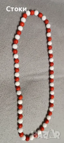 Гердан от полускъпоценен камък Жадеит и Тюркоаз червен