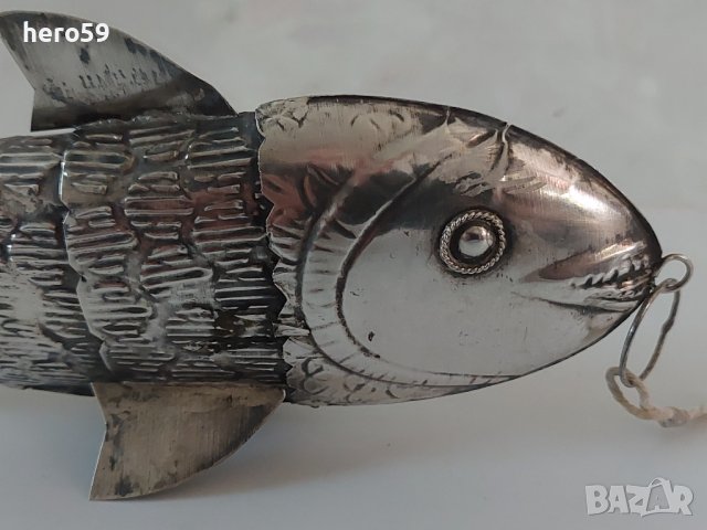 Сребърна авторска фигура-риба/сребро 900/, снимка 2 - Антикварни и старинни предмети - 40050915
