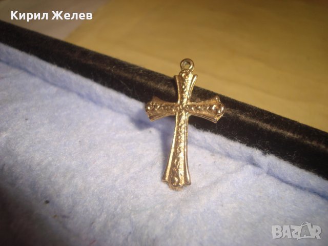 СТАРО ПОЗЛАТЕНО ОРНАМЕНТИРАНО РЕТРО КРЪСТЧЕ от НЕРЪЖДАЕМА СТОМАНА 29851
