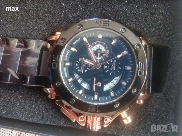 Кварцов часовник с 6 стрелки и дата ,фосфорисциращ,водоустойчив., снимка 3 - Мъжки - 52244391