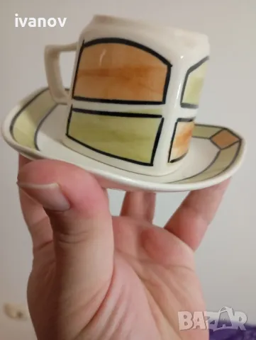 Чаши с чинийки 4 броя арт със захарница , снимка 3 - Чаши - 49128807