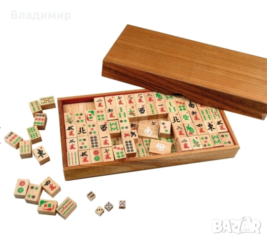 Лукс комплект игра Mah-Jongg (Ма джонг) от масивно дърво Самена. Нов!, снимка 10 - Настолни игри - 53592381